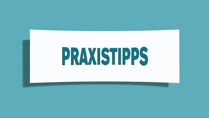 Praxistipps (Practical tips) - A card isolated on light green background.