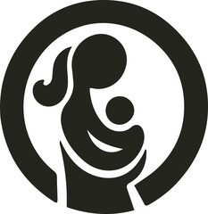 A loving mother cradling her baby in a gentle embrace, forming a heart shape with soft lines—symbolizing care, warmth, and unconditional love.