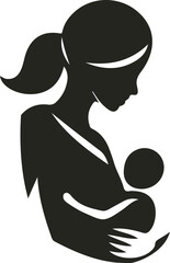 A loving mother cradling her baby in a gentle embrace, forming a heart shape with soft lines—symbolizing care, warmth, and unconditional love.