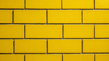 Vibrant yellow brick wall pattern with uniform rectangular shapes creating a bright and bold textured background for modern architectural or design concepts