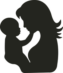 A loving mother cradling her baby in a gentle embrace, forming a heart shape with soft lines—symbolizing care, warmth, and unconditional love.
