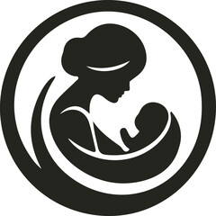 A loving mother cradling her baby in a gentle embrace, forming a heart shape with soft lines—symbolizing care, warmth, and unconditional love.
