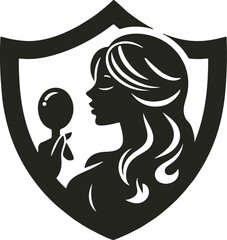 Elegant female face in minimalist line art, featuring flowing hair and soft features—symbolizing natural beauty, skincare, and feminine grace.