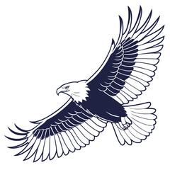 Obraz premium Illustration of an eagle soaring, , wings spread wide, capturing the essence of freedom, power, and the beauty of nature in a stylized vector design