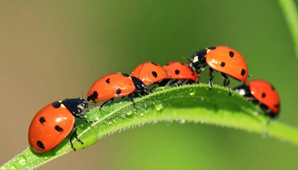 Ladybugs on a blade of grass
