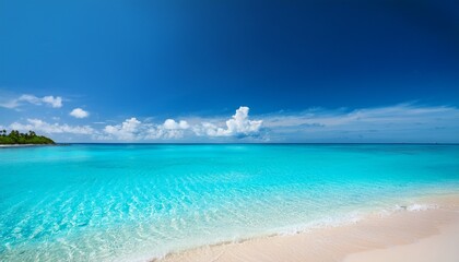 Fototapeta premium Vibrant Photograph Of A Turquoise Tropical Beach With Crystal Clear Water And White Sand
