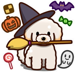 ハロウィン仮装のホワイトのトイプードル