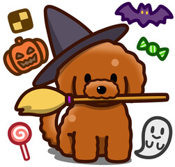 ハロウィン仮装のレッドのトイプードル