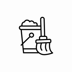 mop bucket cleaning icon sign vector
