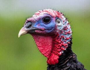 Close-up of a wild turkey's head