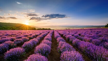 Obraz premium Lavender Field At Sunrise
