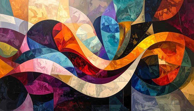 Abstract art with flowing, colorful shapes - Powered by Adobe