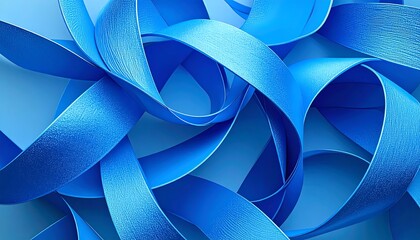 Abstract swirls of vibrant blue ribbons
