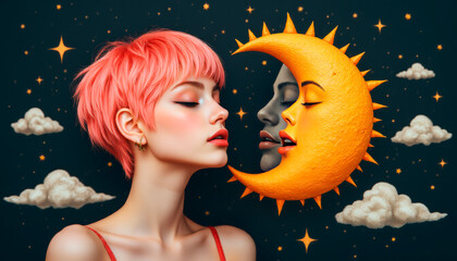 Moon Dream, Girl Dreaming Under the Moon