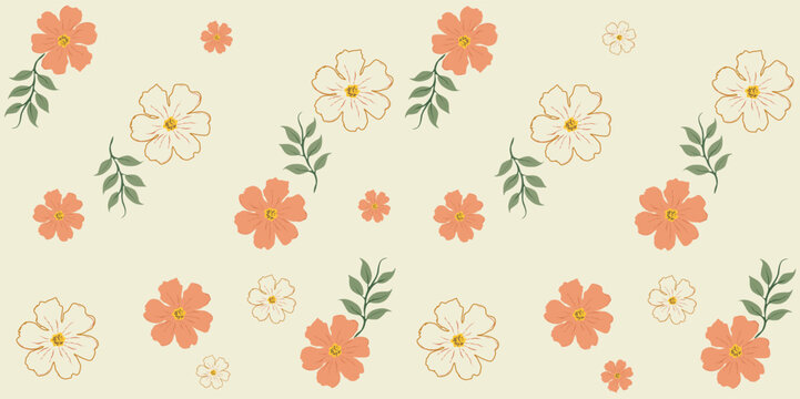 Beautiful and Cute Floral Pattern for T-Shirt &ndash; Minimalistic Seamless Botanical Design for Textile, Background, Wallpaper, Tote Bag, notebook book, and Phone Cover