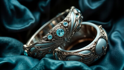 elite wedding engagement rings made of gold, unique original design, beautiful official wedding decoration