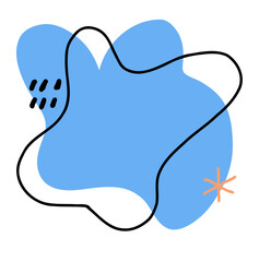 Abstract Graphic with Geometric Elements: A contemporary design with a soft blue shape, bold black outlines, and playful geometric accents, showcasing modern artistic flair.