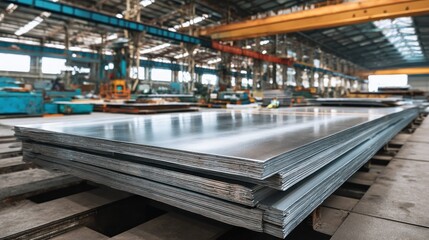 Naklejka premium Steel Sheets in Industrial Factory