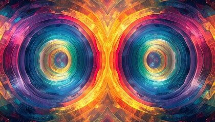 Abstract symmetrical design with concentric circles and vibrant colors