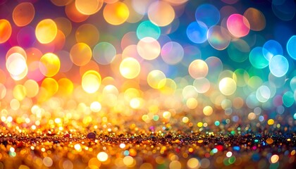 Colorful bokeh lights on glitter background