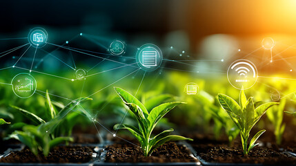 Smart agriculture with connected plant sensors and digital network overlay in a greenhouse environment