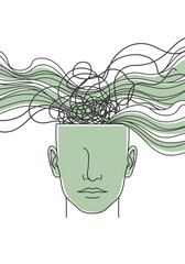 Abstract Head With Confused Tangled and Wavy Thoughts