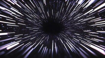 A dynamic, space-themed design showcases lines of light radiating outward from a central point, creating a powerful and futuristic effect.