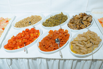 Assorted Mediterranean Appetizers on Buffet Table