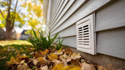 Autumnal House Exterior with White Vent