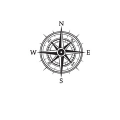 Detailed Black Compass Rose with Ornate Elements - Marine Navigation, Explorer Symbol