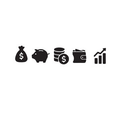 Financial Icons Set - Money, Savings, Investment, Growth Symbols
