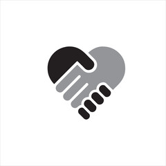 Heart Handshake Icon - Partnership, Love, Friendship, Agreement Symbol