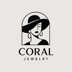Coral Jewelry Elegant Woman with Hat Logo