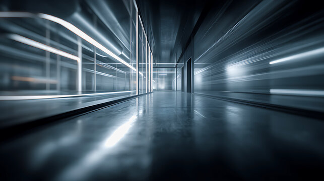 Futuristic corridor with motion blur light effects background