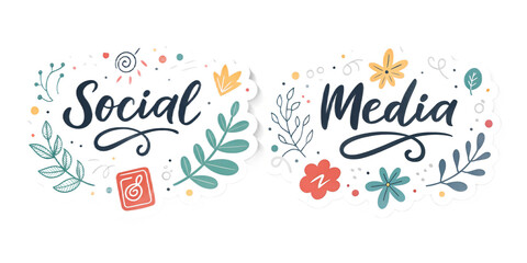 Trendy Calligraphic Text Sticker Set – Motivational Quotes for Social Media, Bold Typography, Isolated Stickers, Transparent PNG, Modern Colorful Design