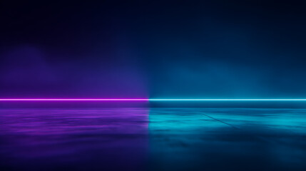Neon laser light background with purple and blue futuristic glow