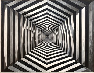 Naklejka premium Abstract tunnel of black and white stripes