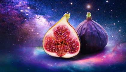Cosmic Figs In Vibrant Galaxy Background For Creative Design Projects National Fig Week