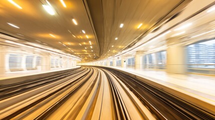 Fototapeta premium An abstract urban transit scene with motion streaks, capturing dynamic city energy.