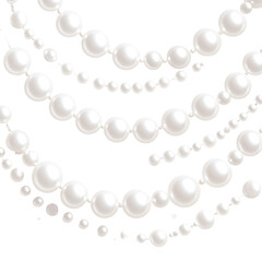 Multiple strands of large, round white pearls