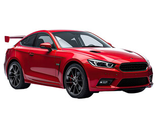 Obraz premium Red sports coupe, front view. Aggressive, sporty design