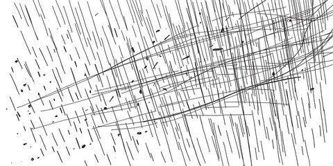 An abstract composition of chaotic intersecting lines and short strokes, reminiscent of a city map or modern art.
