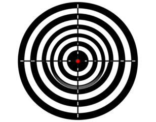 Black and white target with red center