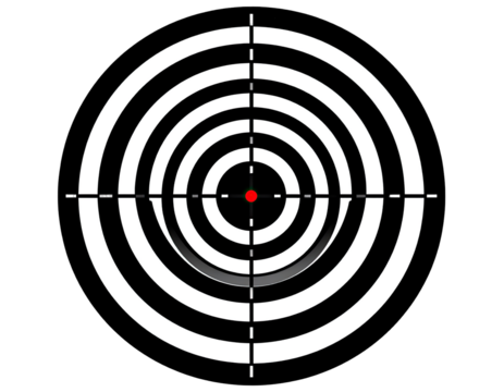 Black and white target with red center