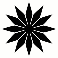 Obraz premium Black geometric starburst pattern. Abstract shape with pointed rays from a center, ideal for modern graphic elements and decorative symbols