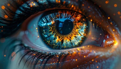 Close-up of an eye, vibrant colors