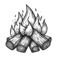 Hand-drawn campfire graphic