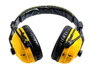 Bright yellow and black over-ear safety headphones