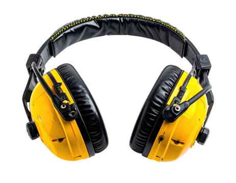 Bright yellow and black over-ear safety headphones