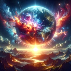 Obraz premium Cosmic Earth Rising